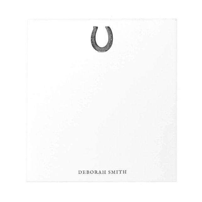 Elegant Vintage Equestrian Horseshoe Name  Notepad (Front)