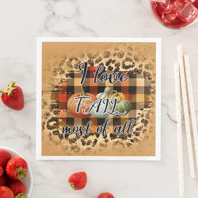 Elegant Vintage Fall Love Pumpkin Napkin (Insitu)