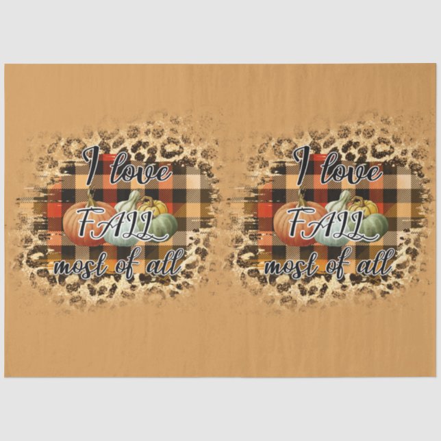 Elegant Vintage Fall Love Pumpkin Tissue Paper (Front)