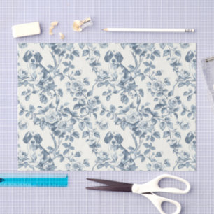 Elegant Vintage Floral And Dog Toile Decoupage Art Tissue Paper