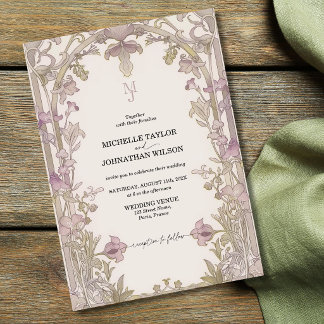 Elegant Vintage Floral Art Nouveau Garden Invitation