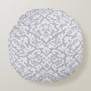 Elegant Vintage Floral Baroque Damask Round Pillow