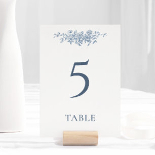 Elegant Vintage Floral Blue Wedding Table Number
