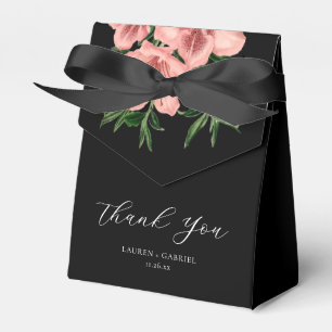 Elegant Vintage Floral Blush Pink Black Wedding Favor Box
