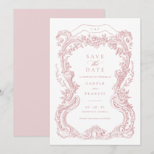 Elegant Vintage Floral Blush Toile Save the Date Invitation