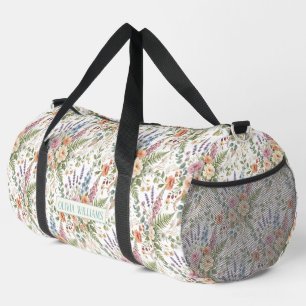 Elegant Vintage Floral Botanical Design Duffle Bag