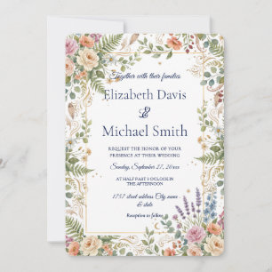 Elegant Vintage Floral Botanical  Invitation