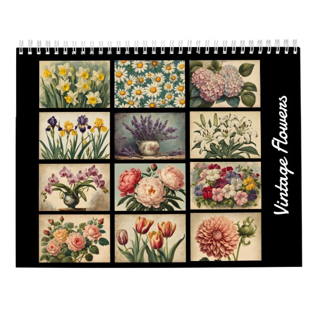 Elegant Vintage Floral Botanical Nature Calendar (Back)
