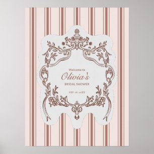Elegant Vintage Floral Bridal Shower Welcome Sign