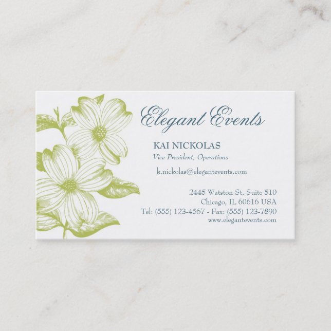 Elegant Vintage Floral Business Card (Front)