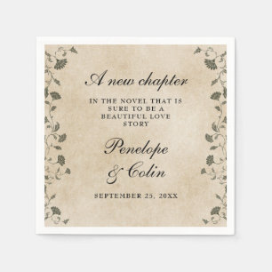 Elegant Vintage Floral Chic Library Wedding Napkin