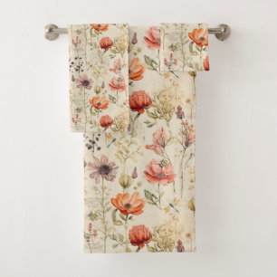 Elegant Vintage Floral Collage  Bath Towel Set
