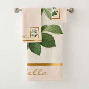 Elegant Vintage Floral Customize Colour And Text Bath Towel Set