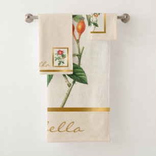 Elegant Vintage Floral Customize Colour And Text Bath Towel Set