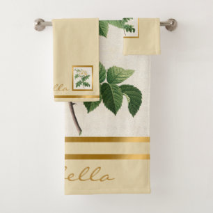 Elegant Vintage Floral Customize Colour And Text Bath Towel Set