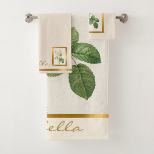Elegant Vintage Floral Customize Colour And Text Bath Towel Set