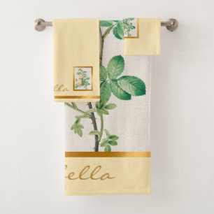 Elegant Vintage Floral Customize Colour And Text Bath Towel Set