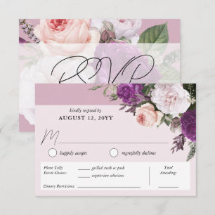 Elegant Vintage Floral Dinner Choice Wedding RSVP Card