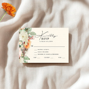Elegant Vintage Floral Eucalyptus Roses Wedding RSVP Card