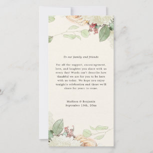 Elegant Vintage Floral Eucalyptus Roses Wedding Thank You Card