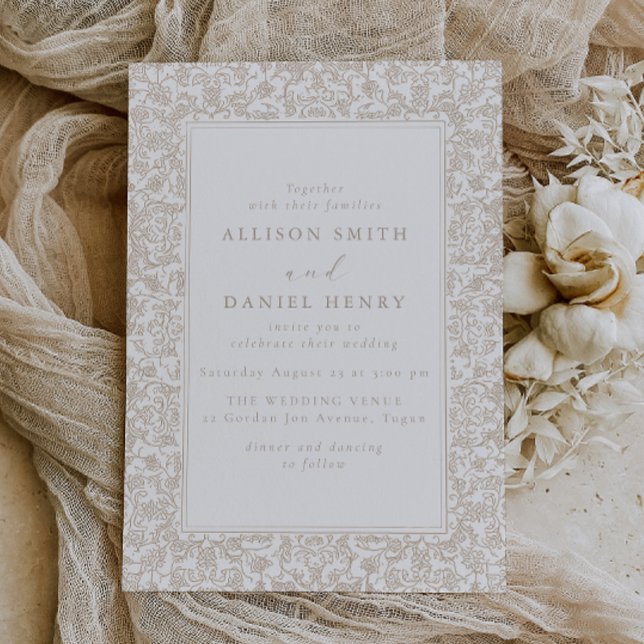 Elegant Vintage Floral Frame Wedding Invitation (Creator Uploaded)
