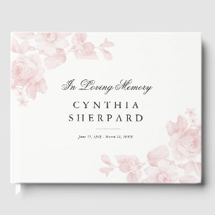 Elegant Vintage Floral Funeral or Memorial Guest Book