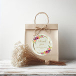 Elegant Vintage Floral Gold Birthday Thank You Classic Round Sticker<br><div class="desc">Elegant purple and pink vintage floral and gold frame women's birthday party "Thank you" envelope seal or gift bag stickers customized with the name of the guest of honour and her party date. Contact me for assistance with your customizations or to request additional matching or coordinating Zazzle products for your...</div>