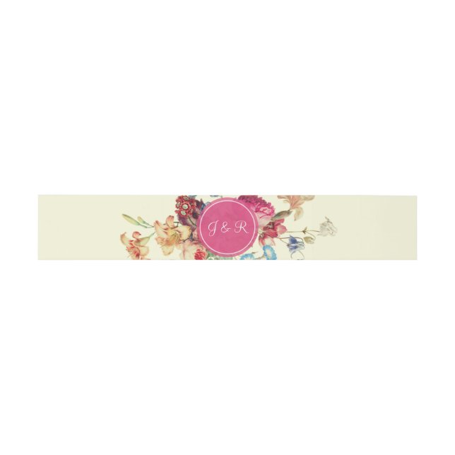 Elegant Vintage Floral Invitation Belly Bands Band (Flat)