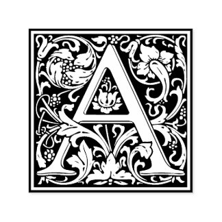 Elegant Vintage Floral Letter A Monogram Self-inking Stamp
