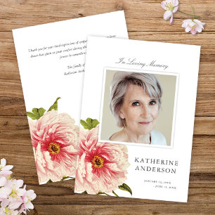 Elégant Vintage Floral Memorial Photo Faire-part
