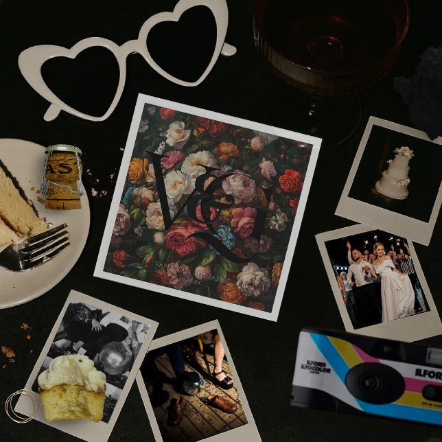 Elegant Vintage Floral Monogram Wedding Napkins (Creator Uploaded)