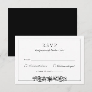 Elegant Vintage Floral Ornament Wedding RSVP Invitation