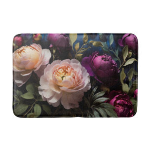 Elegant vintage floral painting bath mat