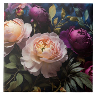 Elegant vintage floral painting tile
