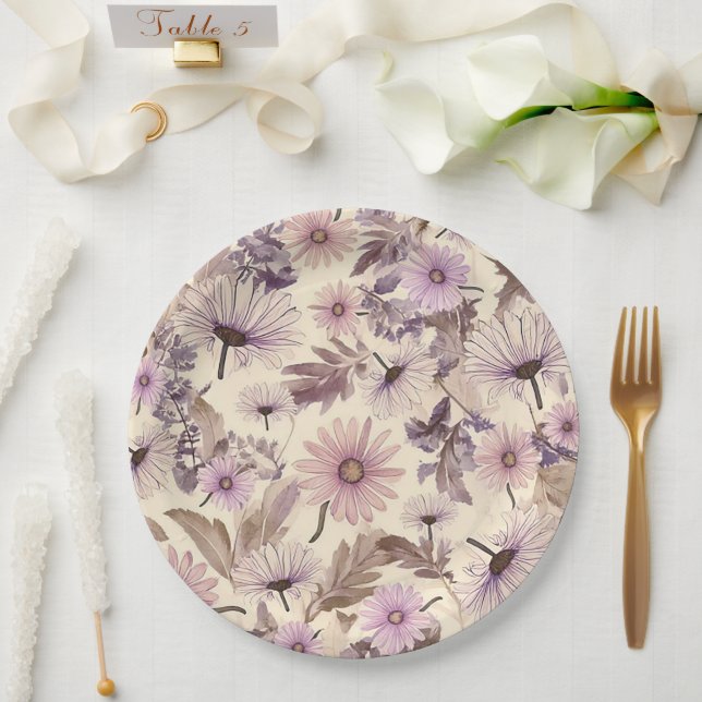 Elegant Vintage Floral  Paper Plate (Wedding)