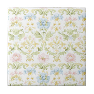 Elegant Vintage Floral Pastel Design Tile