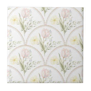 Elegant Vintage Floral Pastel Design Tile