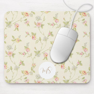 Elegant Vintage Floral Pattern Personalized Mouse Pad