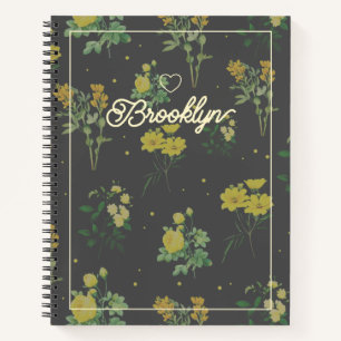Elegant Vintage Floral Pattern Personalized Notebook