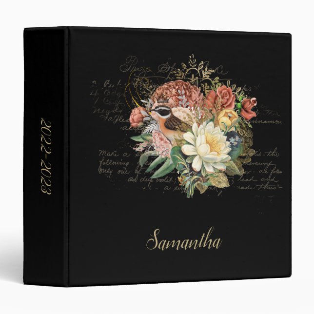 Elegant Vintage Floral Personalized Binder (Front/Spine)
