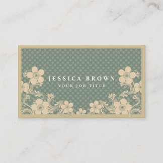 Elegant Vintage Floral & polka dots Business Card