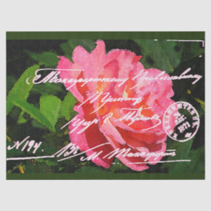 Elegant Vintage Floral Postcard Tissue Paper