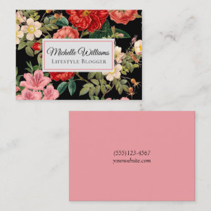 Elegant Vintage Floral Rose Flower Blogger Business Card