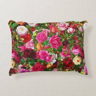 Elegant Vintage Floral Rose Garden Blossom Accent Pillow
