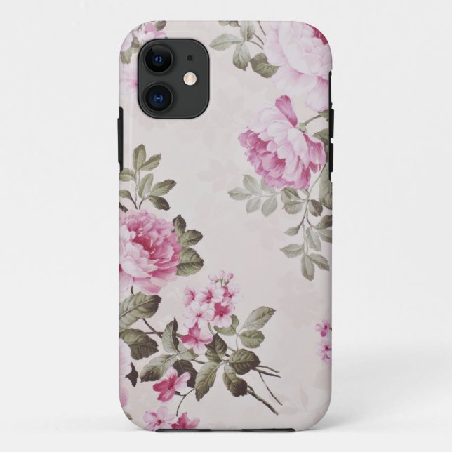 Elegant Vintage Floral Rose iPhone Case (Back)