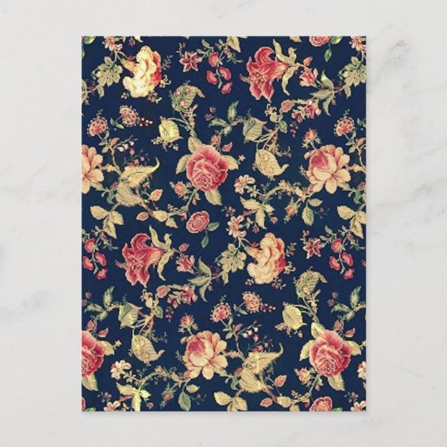 Elegant Vintage Floral Rose Pattern Postcard (Front)