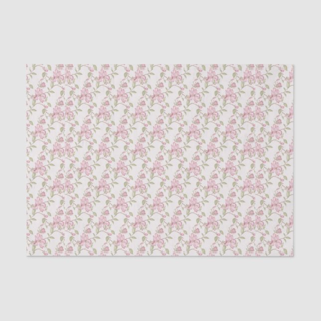 Elegant Vintage Floral Rose Pink Tissue Paper (Front)