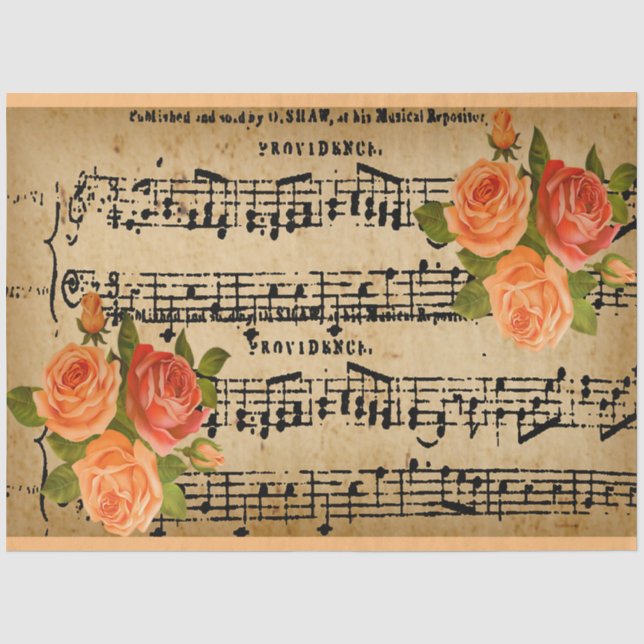 Elegant Vintage Floral Rose Tissue Paper (Front)