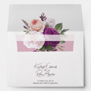 Elegant Vintage Floral Roses & Dusty Mauve Wedding Envelope