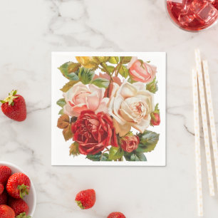 elegant Vintage floral roses party napkins